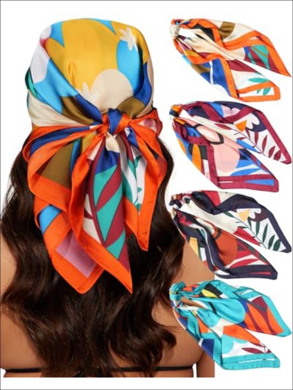 Satin Silk Head Scarf 27.5 in Square Hair Bandanas Neck Wrap Lightweight